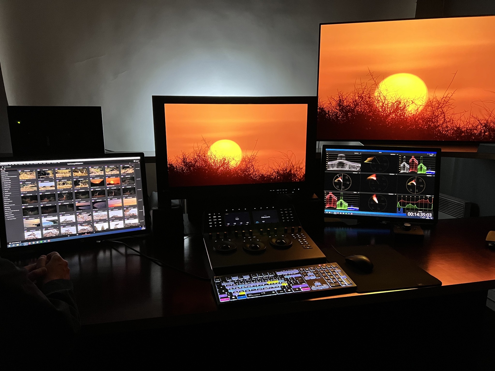 Color grading studio workspace